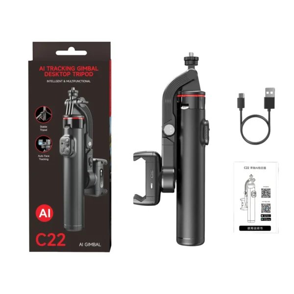 C22 AI Smart Selfie Stick Tripod & Auto Tracking Gimbal